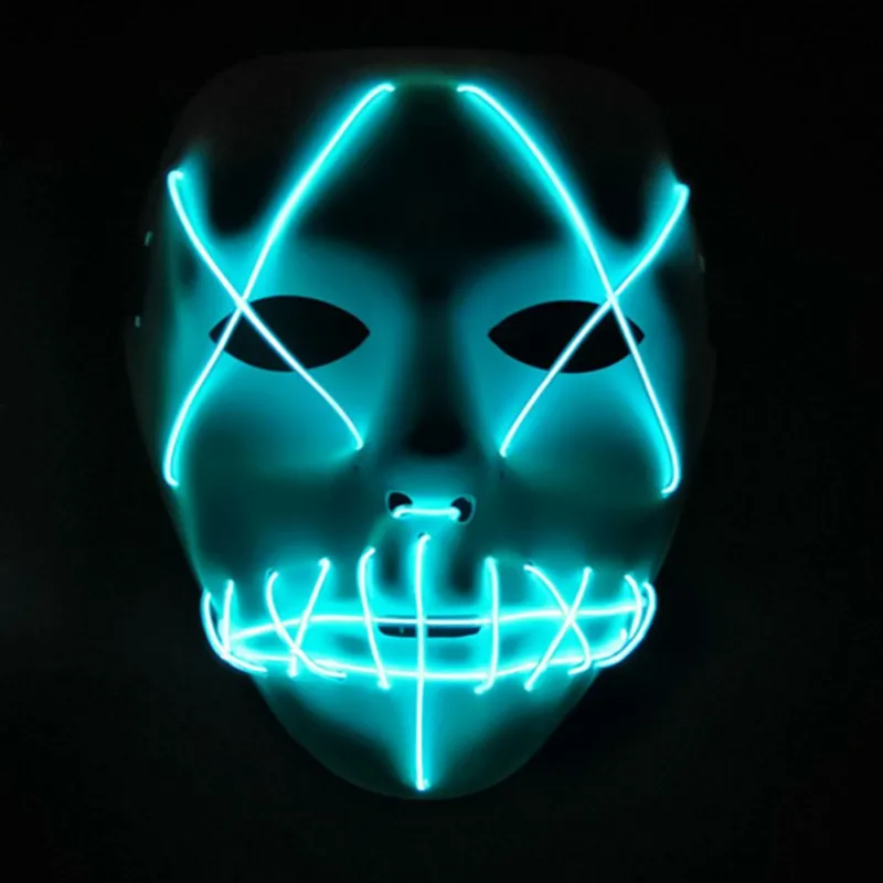 Светодиодный ужас-маска на Хэллоуин, праздничная Пасхальная страшная маска в темноте, светящиеся Вечерние Маски, к нам(Accpet CSV - Цвет: as the picture
