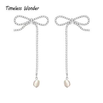

Timeless Wonder Glam Rhinestone Pearl Drop Statement Earrings Women Jewelry Sweet Boho Top Runway Designer Kpop Fancy Cute 2548
