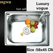 Кухонная раковина с одним лотком для квартиры, модная посуда, 304 нержавеющая сталь, горячая Распродажа 580x450 мм