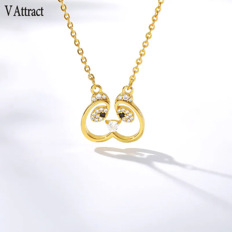 Милые Подвески в виде панды для девушки ожерелье из нержавеющей стали женская