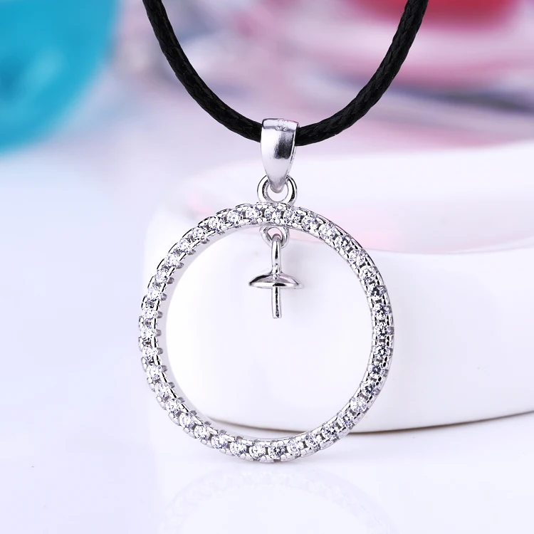 Sterling Silver 925 Women Pendant Crystal 6-10mm Pearl or Round Bead Semi Mount Fine Jewelry Setting | Украшения и аксессуары