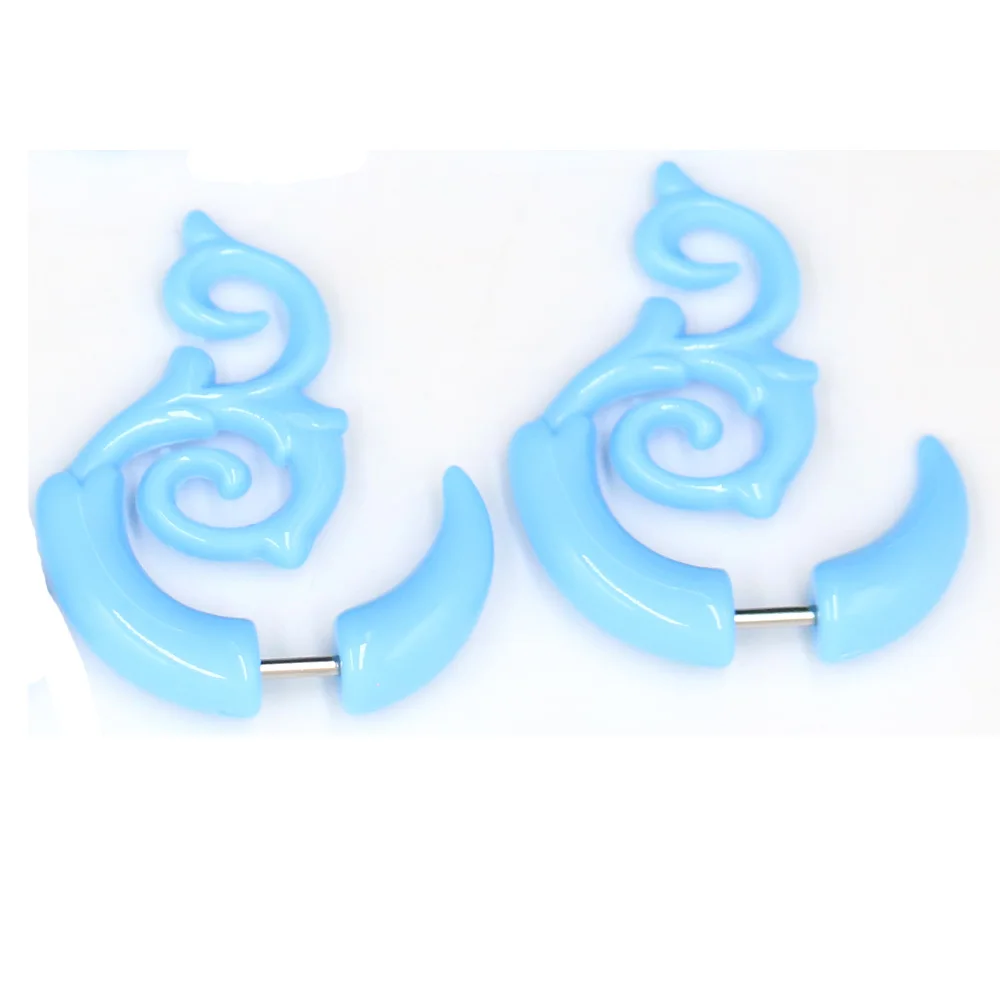 Light Blue 2 1 пара/ло смешанный стиль акриловые поддельные пирсинг для пупка читер твист ушной конус измерители расширитель серьги пробки пирсинг ювелирные изделия для тела - Окраска металла: Light Blue 2