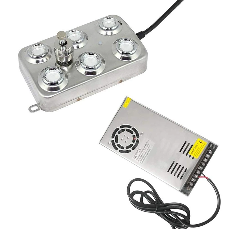 

Mist Maker Fogger 6 Head Pond Fogger Ultrasonic Atomizer Water Fountain Pond Fog Machine for Gardening Swimming Pool Greenhouse