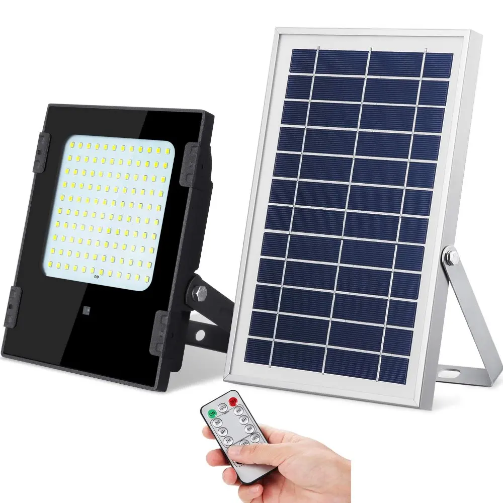 Solar Powered Flood Lights Remote Control 120LED Waterproof IP67 Security Light for Yard Patio Driveway Garage House Porch Pool