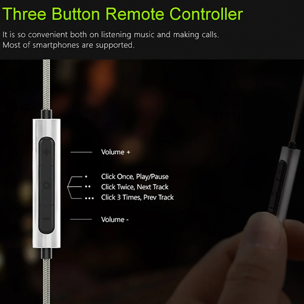 Fidue 3 5MM To MMCX Three Button Headphone Cable With Microphone