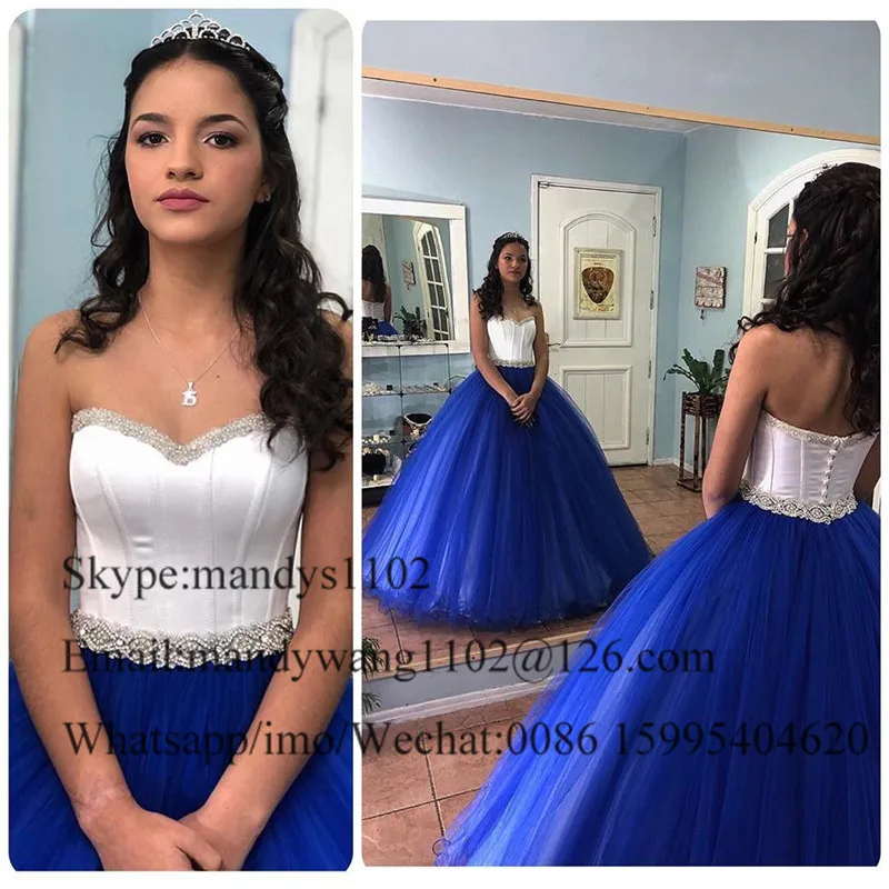 Mbcullyd бальное платье бальные платья Длинные роскошное бисер Кристалл Vestido De 15 Anos Пышное Королевское Blue15 лет платье