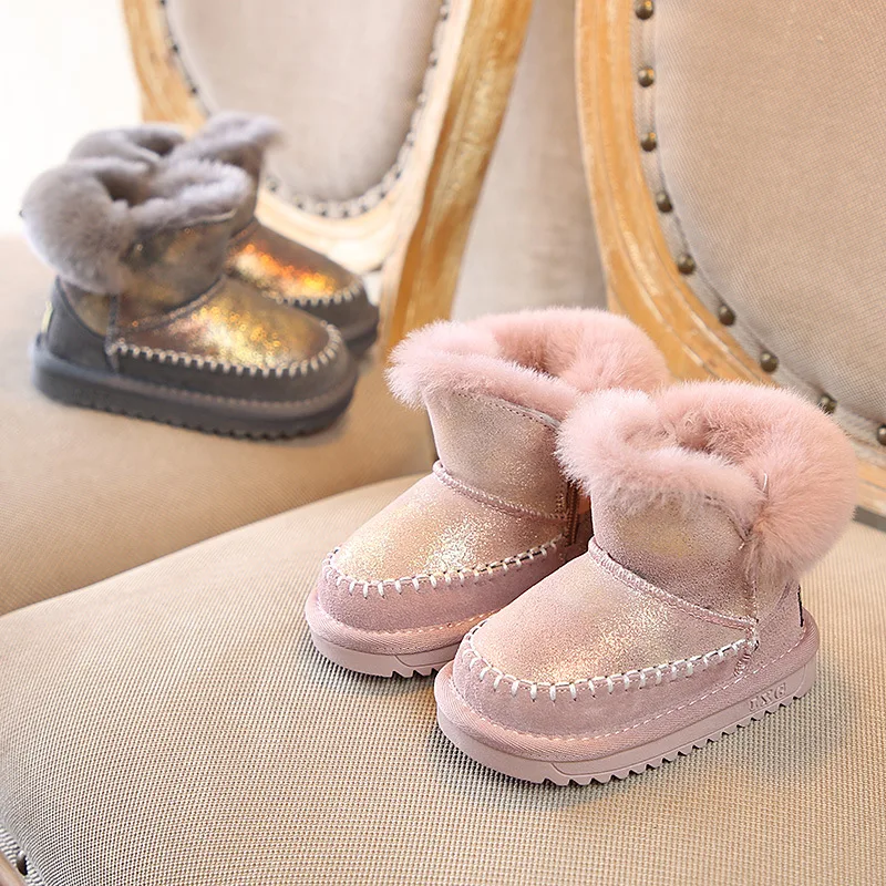 

Girl Snow Boot 2019 Winter Boots For Girls Fashion Genuine Leather Princess Children Shoes Kids Warm Plush Boots School Outdoor