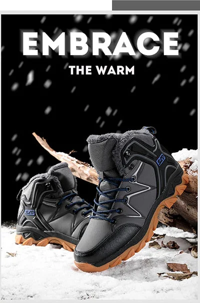 Men's Winter Sneakers Walking Shoes Men Plush Lining Snow Ankle Boots for Hunting Warm Hiking Sheos Men Waterproof Sneakers