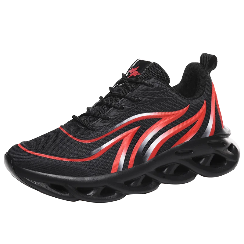 black red Новинка, мужские кроссовки для бега с амортизацией, дышащая легкая удобная обувь, уличные спортивные кроссовки для прогулок - Цвет: black red