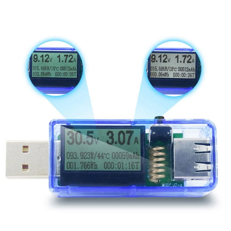 12 в 1 Usb Тестер Dc Цифровой вольтметр напряжение измеритель тока Амперметр детектор power Bank индикатор зарядного устройства синий корпус белый