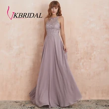 VKbridal шифоновое платье для подружки невесты длинное кружево с бисером кристалл свадебные праздничные платья иллюзия халат hond'honneur