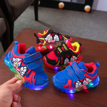 

Boys Sneaker Girls Spiderman Kids Led Shoes With Lights Sneaker 2020 Spring Autumn Shoes Children Toddler Baby Girl Shoes