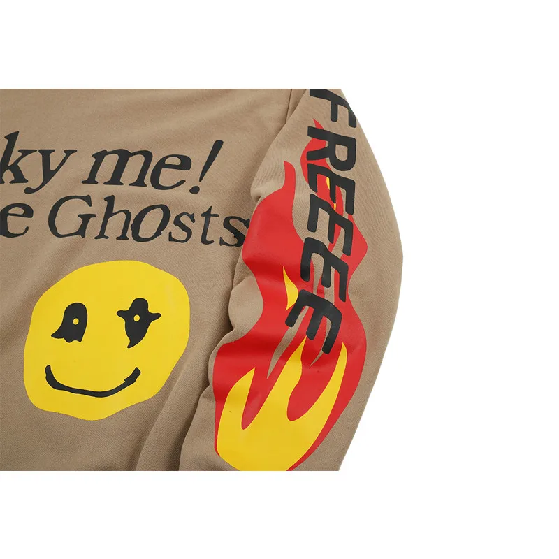 Lucky Me I See Ghosts, толстовки, мужские,, с буквенным принтом пламени, хип-хоп, уличная одежда, рок-рэпер, хипстер, Спортивная Толстовка
