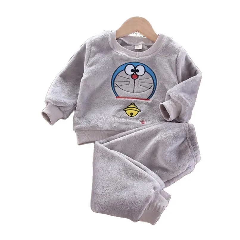 New Autumn Winter Baby Clothes Pajamas Sets Girls Pajamas Children Warm Flannel Fleece Catoon Bear Kids Sleepwear Home Suit 0-6Y