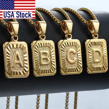Initial Letter Pendant Name Necklack Yellow Gold Letter J K Necklace For Women Men Best Friend Jewelry Gifts Dropshipping GPM05D