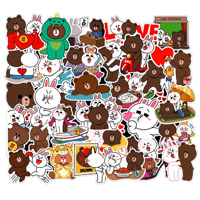 100 штук Line Town с декором в виде кролика и коричневый наклейки для Скрапбукинг пуля Журнал Ноутбук холодильник мини ПК автомобиля футболка с декором в виде фигурки игрушки