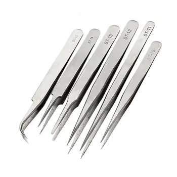 

6pcs Precision Tweezers Set Thicken Stainless Steel Electronics Forceps Multi Tools Hand Tool