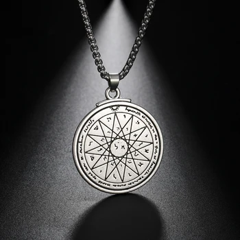

EUEAVAN 10pcs Key of Solomon Pendant Necklace Fourth Pentacle Of Mercury Talisman Amulet Jewelry For Women Men