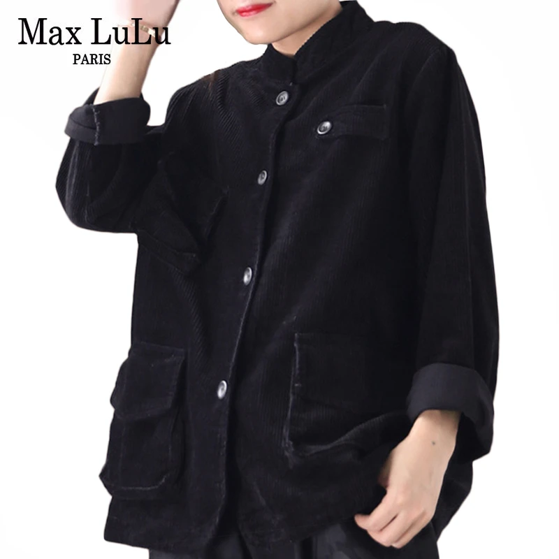 Max LuLu корейский стиль моды панк уличная женская одежда женские повседневные жакеты оверсайз осеннее кордовое пальто плюс размер