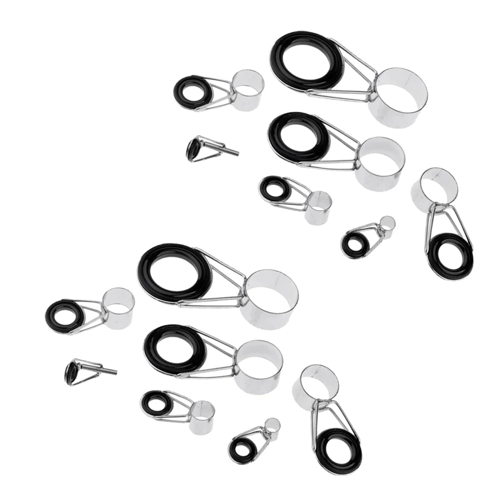 14Pcs Fishing Rod Guides Set Tackle Tip Repair Kits Box DIY Ceramic Ring