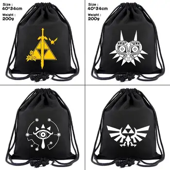 

Game Legend of Zelda Breath of the Wild canvas Drawstring bag Backpack Women Cosmetic Container casual Beach Bag Shoes Pouch