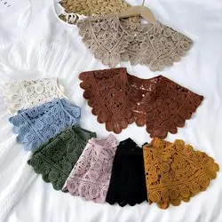 Women Lace Fake Collar Detachable False Collar Crochet Cape Half Floral Lace Wrap Shirt Embroidery Hollow Scarf Mini C L0s6