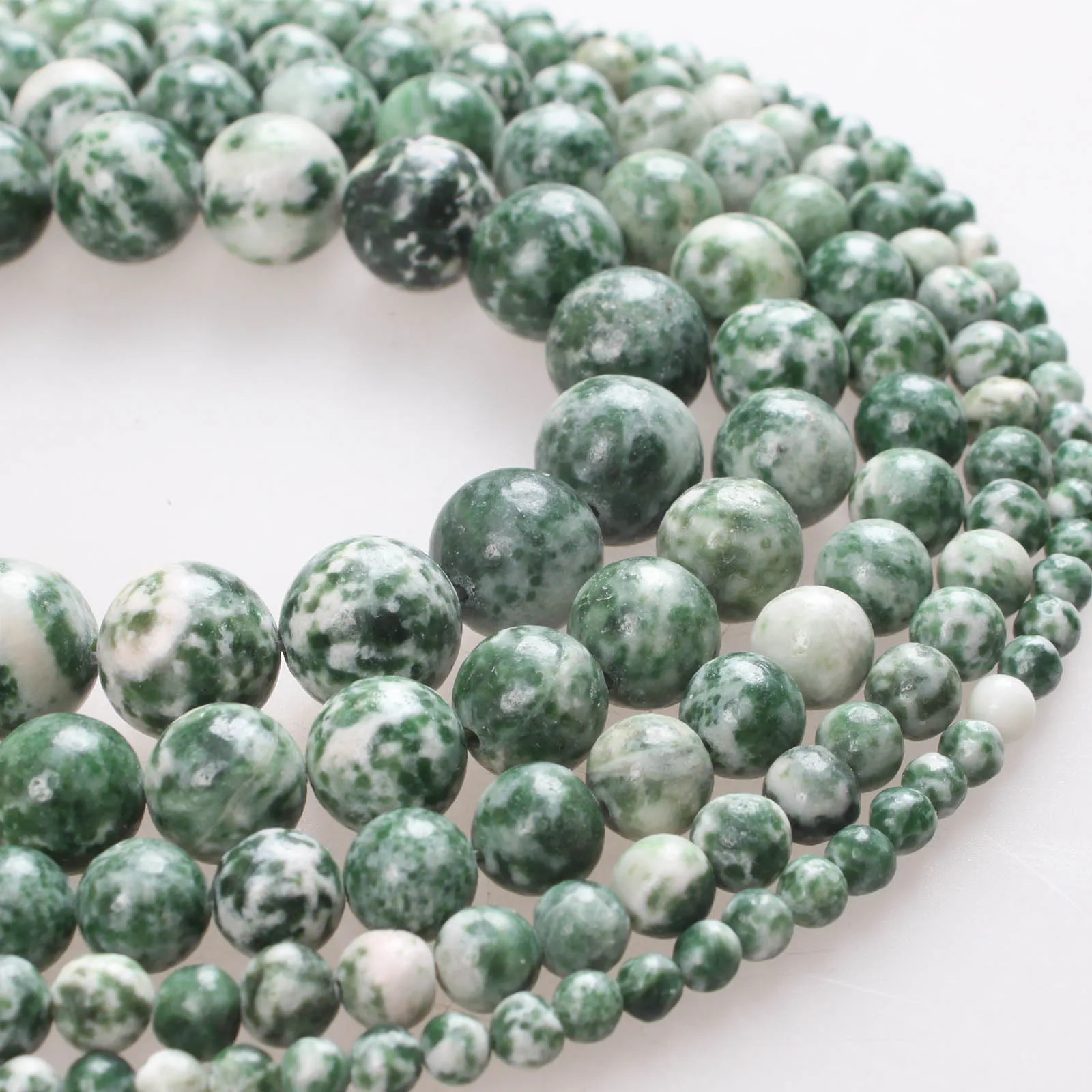 

Natural Stone Beads Green Dot Stone Beads Round Loose Beads 4 6 8 10 12mm For Diy Bracelets Necklace Jewelry Making