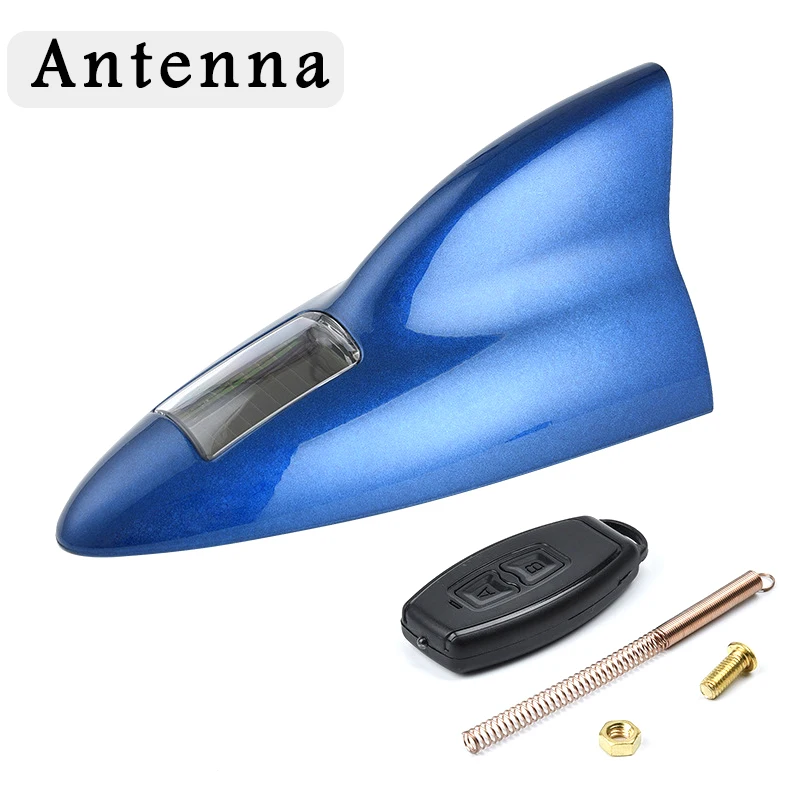 Light Grey LED Shark Fin Light Solar Power Warning Lamp Anti Collision Decoration for Car BB55 - Color: Light Grey
