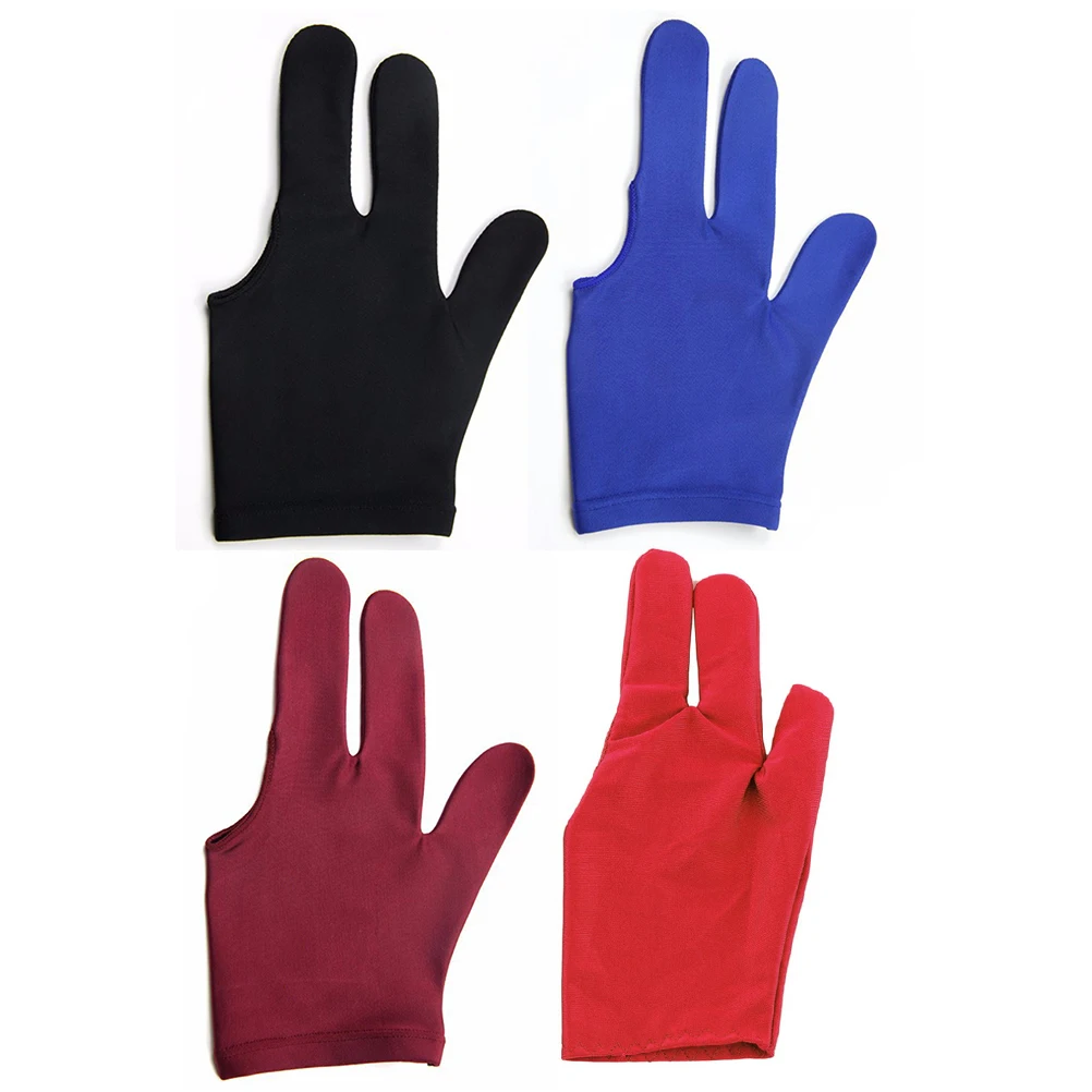 

Spandex Snooker Billiard Cue Glove Pool Left Hand Open Three Finger Accessory for Unisex Women and Men 4 Colors 1Pcs