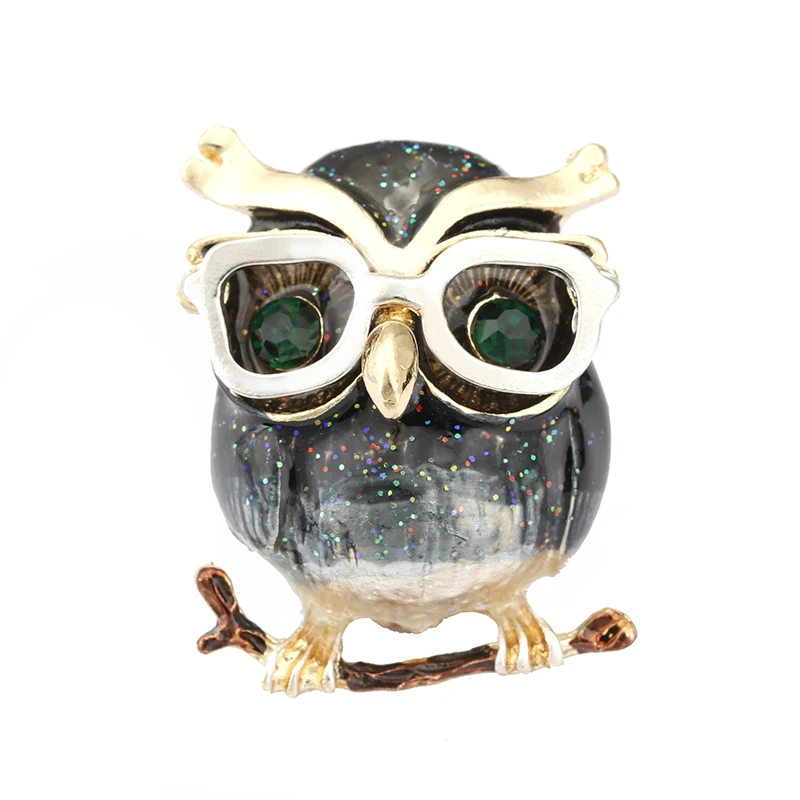 H350157X滴油猫头鹰带珍珠胸针 (8)