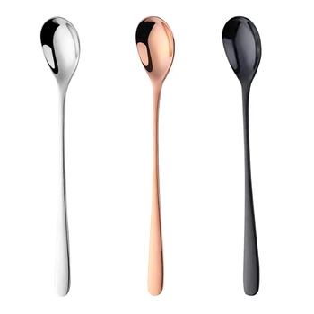

3 Color Korean Stirring Spoons Stainless Steel Soup Rice Spoons with Long Handle for Household Kitchen Convenient Part
