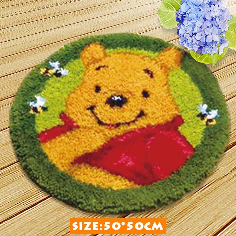 Cartoon Bear Latch Hook Rug Kits Crochet Hook Embroidery for Felting Cross Stitch Thread Embroidery Kit Stitch Thread Carpet DIY