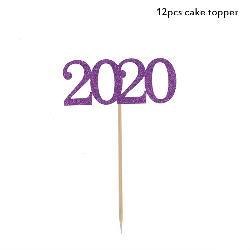 12pcs cake toppers Новогодний Топпер для торта веселый рождественский капкейк Топпер флажки для украшения дома Navidad новогодние вечерние на Рождество kerst natal - Цвет: 12pcs cake toppers