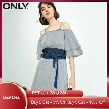 

ONLY Summer New Jean Dress with One-Word Collar and Belt Seal | 118342501