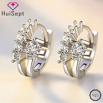 

HuiSept Fashion 925 Silver Women Earrings for Wedding Party Gift AAA Zircon Gemstone Jewellery Stud Earrings Ornaments Wholesale
