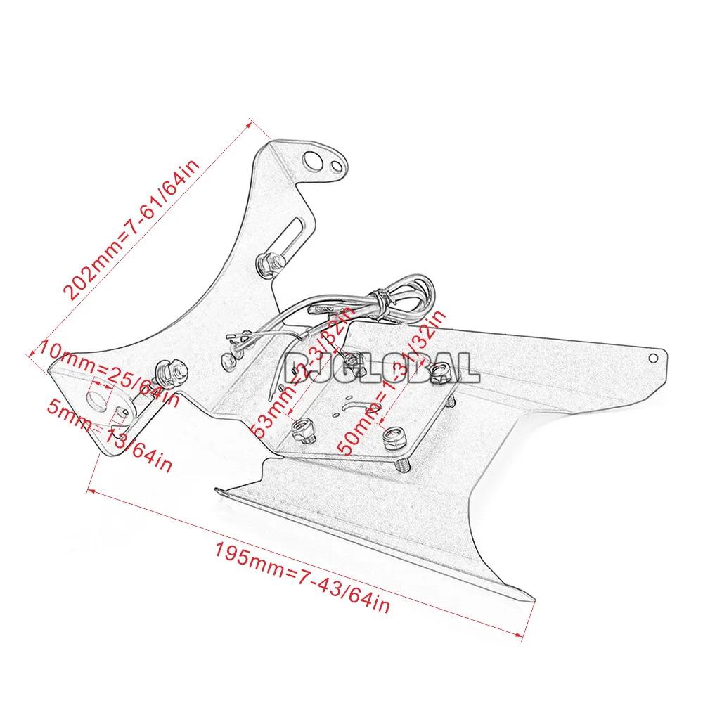 License Plate Frame Holder For KTM Duke 390 Motorcycle Accessories Rear Tail Tidy Number Plate Bracket LED Light