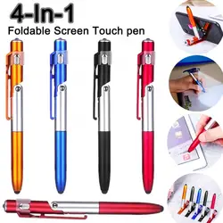 Bolígrafo plegable 4 en 1 para pantalla táctil, mini bolígrafo capacitivo Universal con LED para tableta y teléfono móvil
