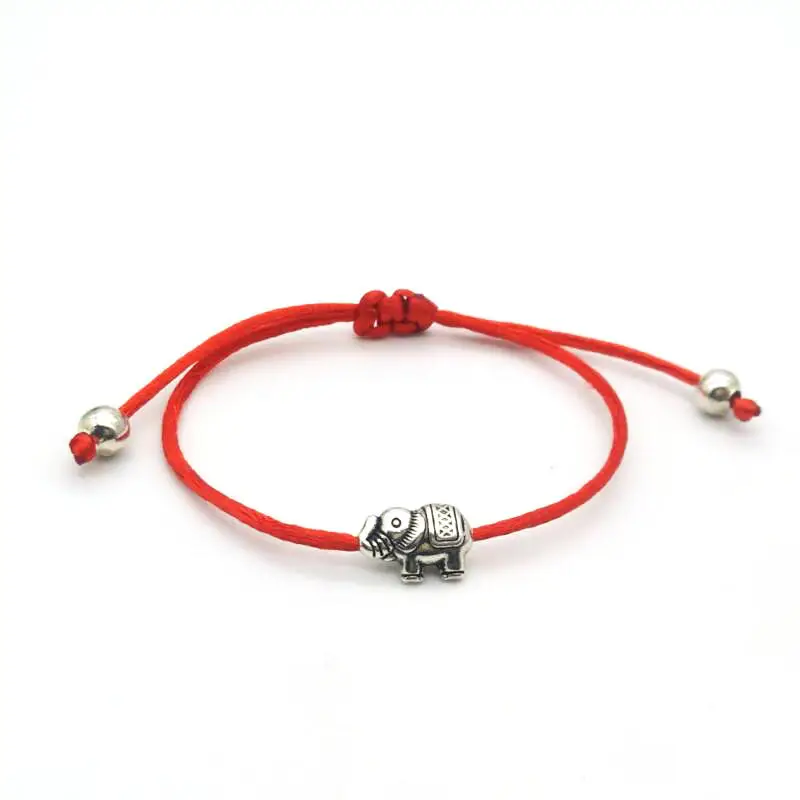 

Lucky Retro Elephant Charm Bracelet Friendship Inspirational Gift Red Thread Adjustable Wish Bracelets Women Men Kids Jewelry