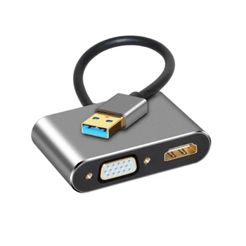 

2 in 1 USB 3.0 to HDMI+VGA Video Converter HDTV Adapter Cable Docking Station For PC Projector