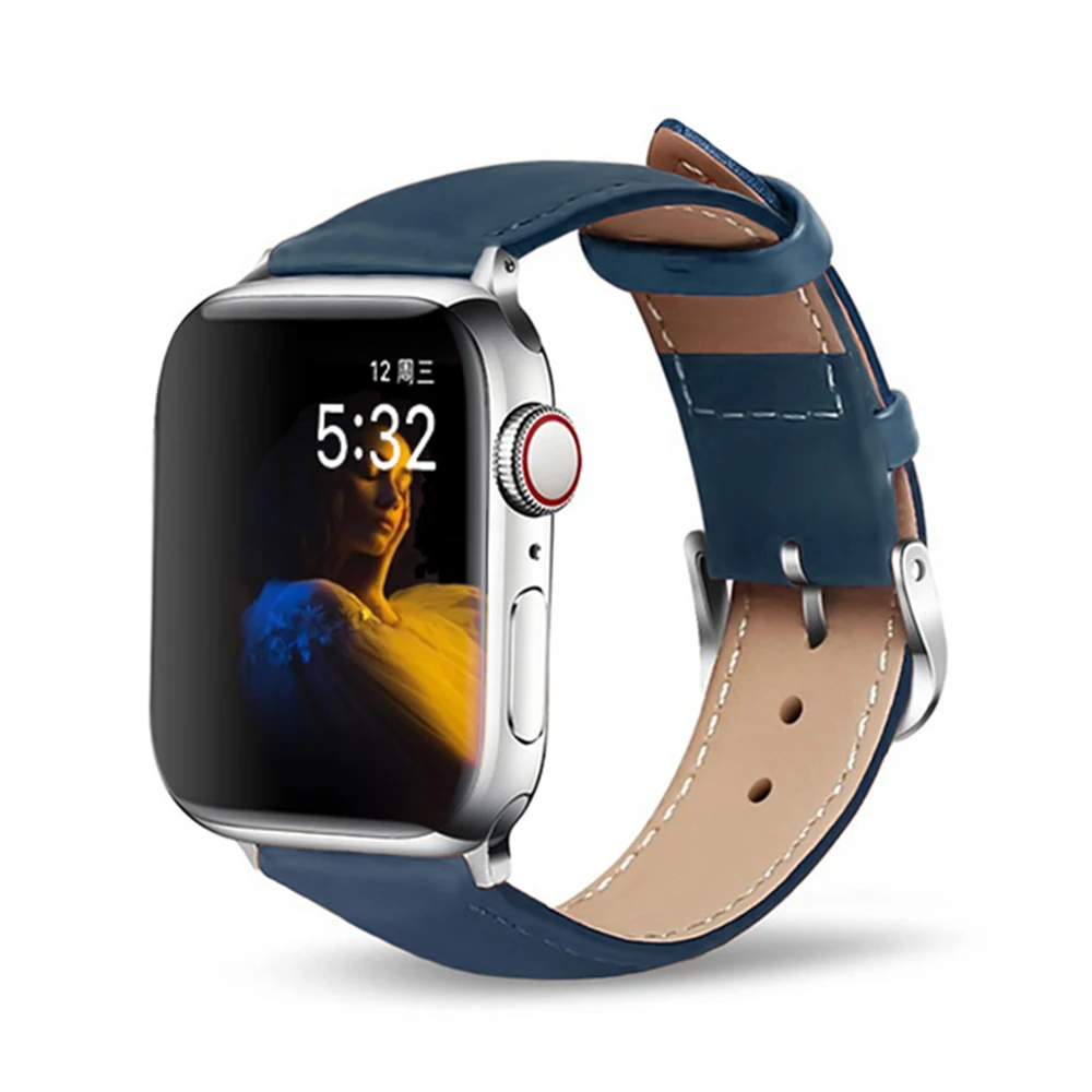 Кожаный ремешок для часов Apple подходит браслета 5 40 44 мм из натуральной кожи 38 42