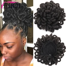 

BUQI Dreaklocks Drawstring Chignon Black Synthetic Hair Bun Elastic Hair Rope Rubber Band Hairpiece For Women