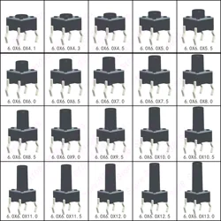 50PCS Assorted Tactile Push Button Switch Set - 12V 4PIN DIP Micro Switch for Electronics and Home Projects (6x6x4.1MM DIP)