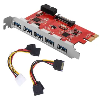 

5 Ports USB 3.0 Hub PCI E Card Adapter Converter with 20 Pin SATA Connector Computer Cables for Windows XP/Vista/7/8/10