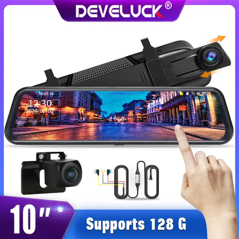 

10" Car DVR IPS Touch Screen Dual 1080P stream media Dash camera Lens Video Recorder Rearview mirror Backup cameras HD monitor