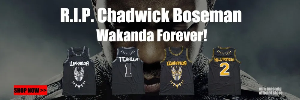Chadwick Boseman Black Panther WAKANDA T/'Challa Killmonger Basketball Jersey