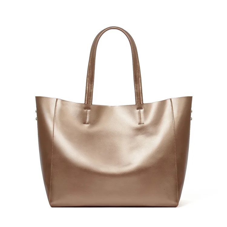 Женская простая повседневная модная сумка-тоут/сумка на плечо, кожаная Большая вместительная однотонная сумка, все в большой вместительности - Цвет: 4