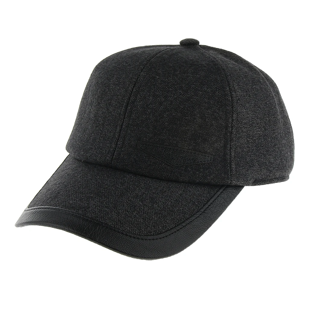 Fashion Vintage Men's Winter Autumn Warm Woolen Peaked Baseball Cap Hat with Foldable Earmuffs
