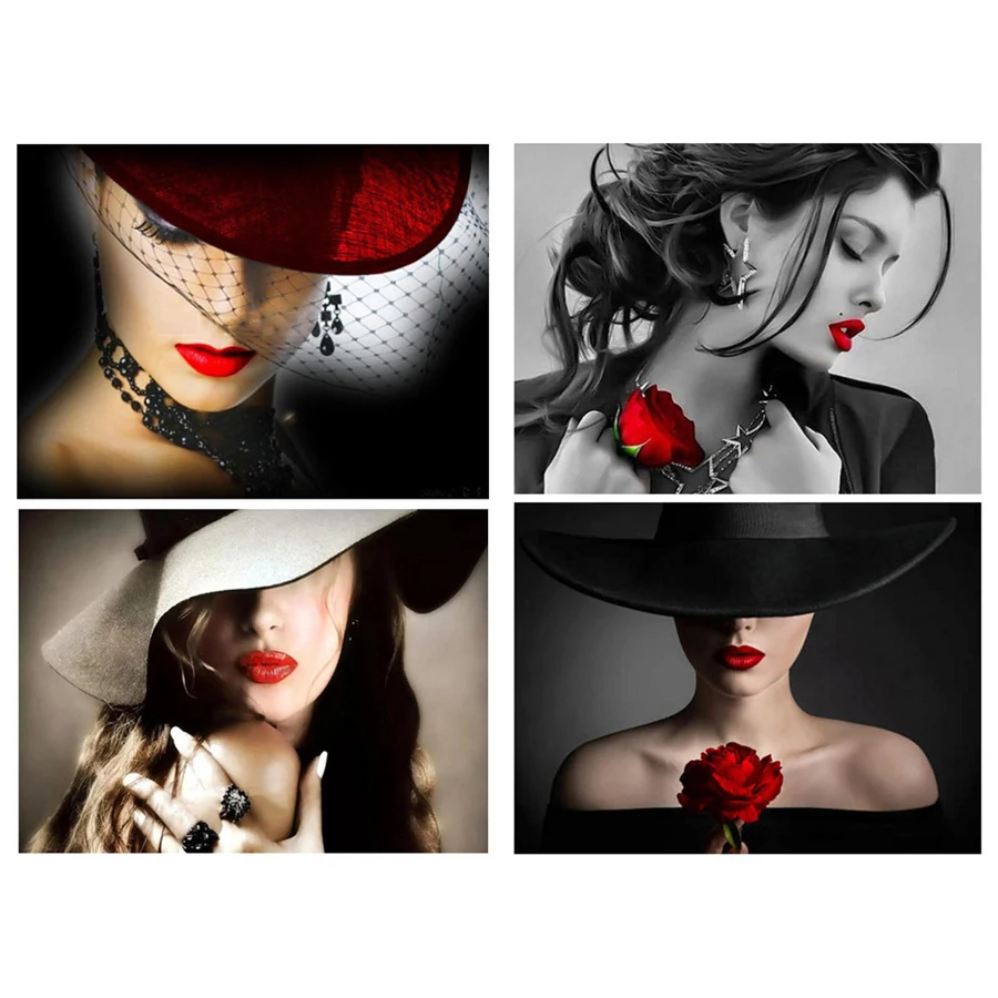 

fashion girl with hat DIY Diamond Painting diamond Embroidery 5d mosaic Diamond needlework cross stitch home decor drop shipping