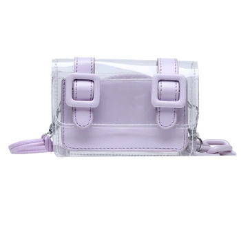 

Transparent PVC Shoulder Bag Women Classic Creative Delicate Design Chic Jelly Splicing PU Mini Chain Messenger Pouch