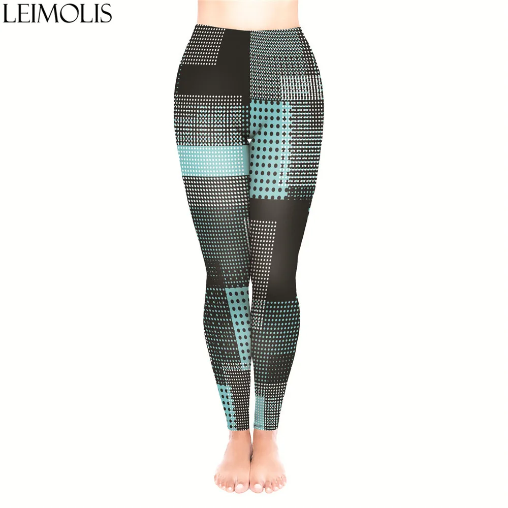 LEIMOLIS, 3d принт, точки, блок, черный, фитнес, пуш-ап, леггинсы для тренировок, женские, Harajuku, высокая талия, панк-рок, сексуальные леггинсы